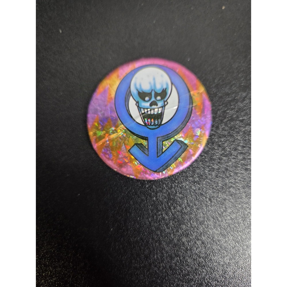 Vintage 1990s Holographic Skull Pog – Poison Pogs / Slammer Whammers Style